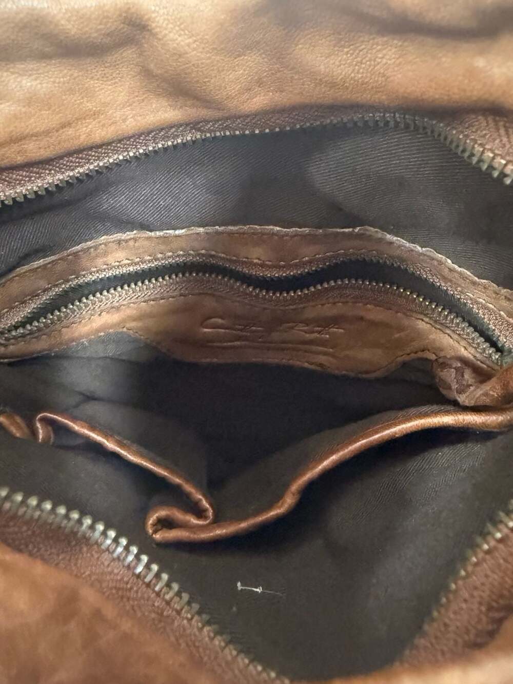 Vintage Woven Brown Leather Shoulder Bag, Made In Italy - Slouchy and Soft - Picture 6 of 9
